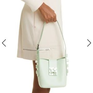 RARE! Christian Louboutin CARASKY MINI STUD BUCKET SHOULDER BAG IN STUDIO GREEN